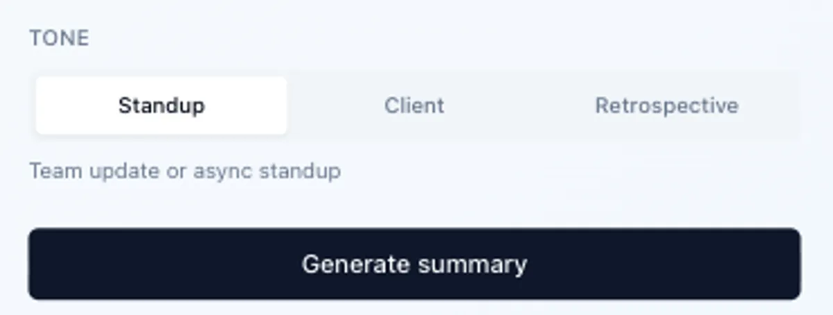 Standup summary